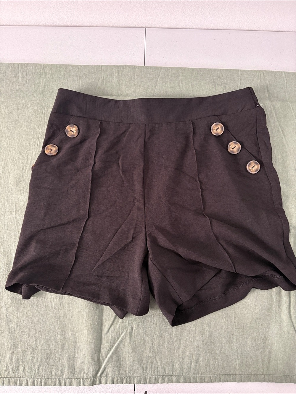High-Waist Black Button-Detail Women’s Shorts